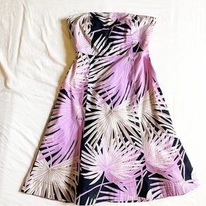 Gap Stretch Women’s Strapless Black and Pink Patterned Dress